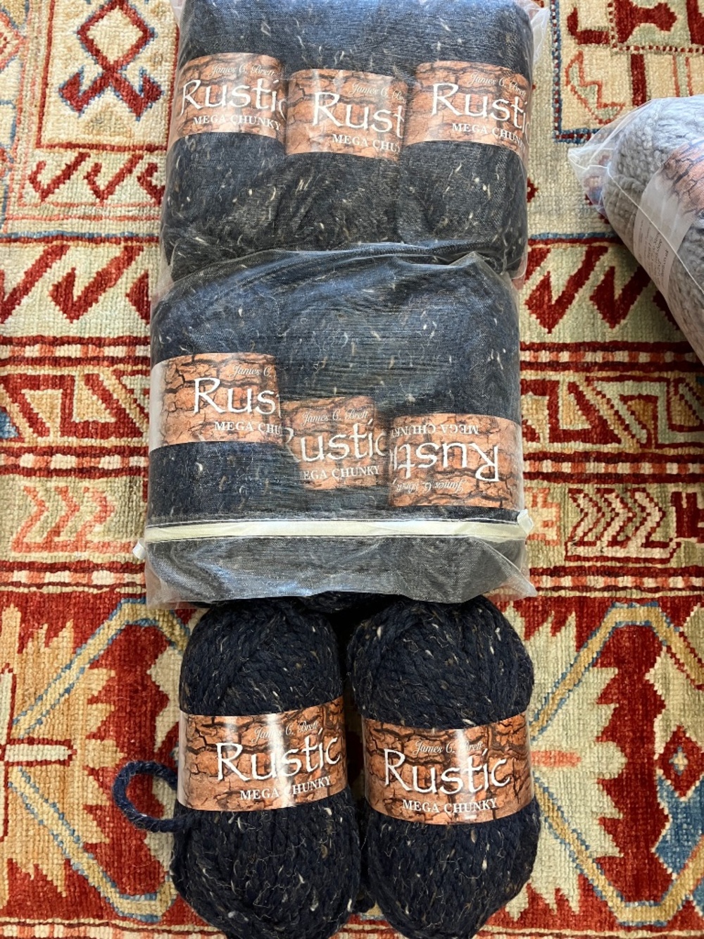 8 x New James C Brett Rustic Mega Chunky Yarn - Made in Turkey - Navy Fleck CS9